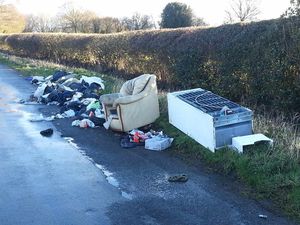 Supporting image for story: IN PICTURES: Fly-tippers dump fridge, settee and bags of rubbish in country lane
