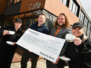 From right to left, Sharon Dean, catering manager, Wayne Jenson, CEO of Meeting Point Trust, Declan Fishwick, business development manager, Tracy Timmis, catering assistant. Photo: McCarthy Stone Foundation