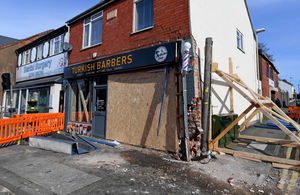 The shop front was demolished when the high-performance car crashed into it