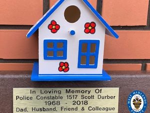 Supporting image for story: Schoolgirl creates bird box in memory of police officer