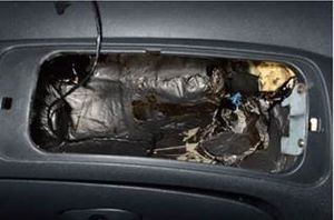 The cocaine found inside a specially adapted hide in the glove box of Malushi's car