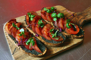 A taste of Italy  the olive tapenade-topped bruschetta was one of five tempting tapas dishes. Pictures by Russell Davies 