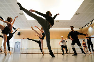 Dancers from the Birmingham Royal Ballet perform a rehearsal during the launch event for Black Sabbath - The Ballet, at the Patrick Studio in Birmingham Hippodrome. Photo: Jacob King/PA Wire.