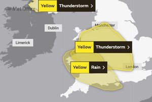 The Met Office's yellow weather warnings for the UK for Monday.