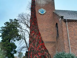 Supporting image for story: Village effort dresses Cockshutt Church Tower in poppies once again