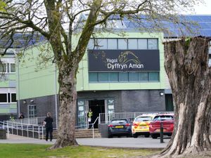 Police at Amman Valley school, in Ammanford, Carmarthenshire