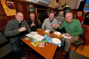 Dudley Winter Ales Fair at Dudley Town Hall. Andy Morris, Roy Stewart, John Poole and Pete Savill.