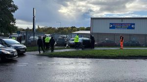 Police at the scene of the incident.