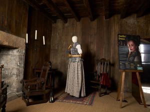 Supporting image for story: Outlander dress goes on show in village where series filmed