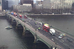 An aerial of the normally extremely busy Westminster Bridge