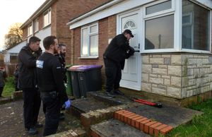 Officers break down the door in Trinity View, Ketley, Telford