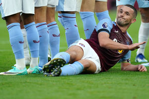 Aston Villa's John McGinn forms a part of a defensive wall