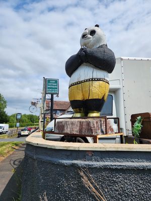 Poo Panda has been outside for the last few years. He has regular changes of outfit, and will be ready to party on June 14th!