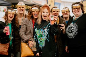 Drinkers enjoying the festival