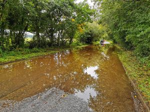 Flooding on Dog in the Lane in Little Wenlock, Telford. Photo: Liam Ball