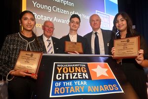 Winners Sachi Bhambra, Jude Aston, Sienna Ahir with Roger Timbrell and Mel Eves