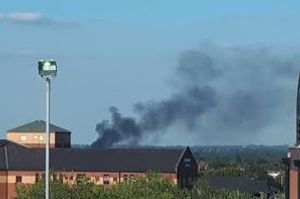 Smoke could be seen billowing into the air