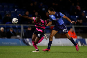 Dan Udoh of Shrewsbury Town and Christian Forino Joseph of Wycombe Wanderers (AMA)