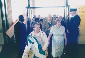 People streaming through the doors at Cousins Furniture in Dudley as it opened for the first time in 1996