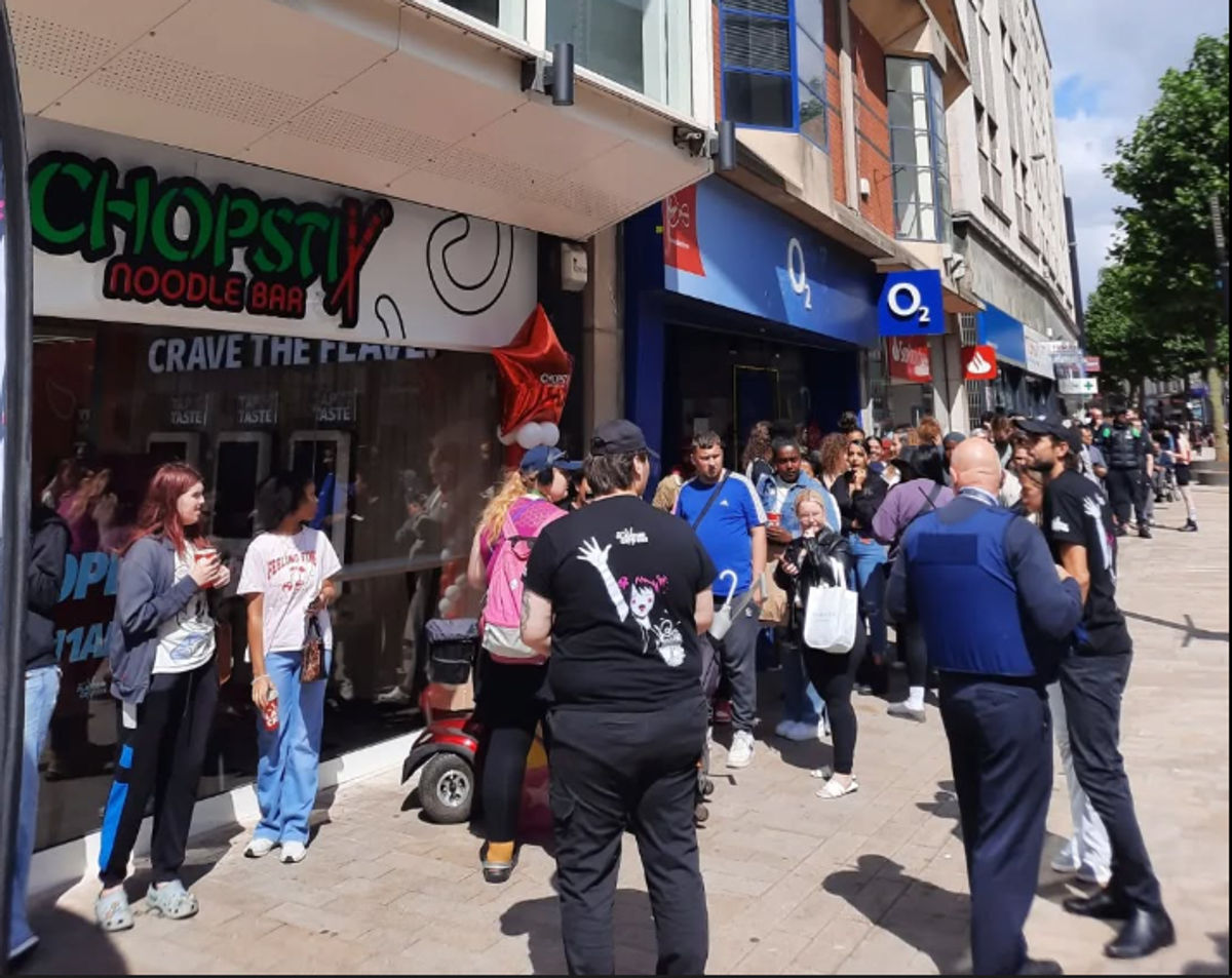 Noodle fans flock to the Mander Centre in Wolverhampton for the opening of the latest restaurant