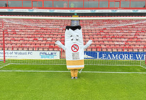 Suzy the Cigarette at Walsall Football Club.