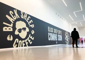 The Black Sheep Coffee hoardings which went up in Telford in 2023.