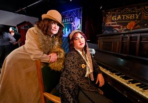 Peaky Blinders day at Brierley Hill Market Hall.These two members of PB Entertainment were on hand to entertain the crowd.
