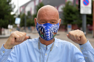 Rod Westwood with his Baggies mask