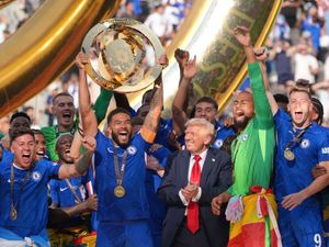 Supporting image for story: Donald Trump joins Chelsea on stage as they celebrate their Club World Cup win