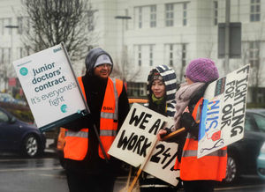 Junior doctors on strike outside Russells Hall Hospital, Dudley