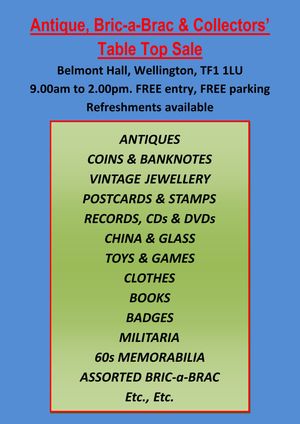 Table top sale at Belmont Hall