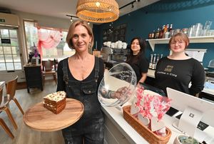 Ruth with members of the Coffee n Clay team Tash Guese-Stothard and Kat Pickford