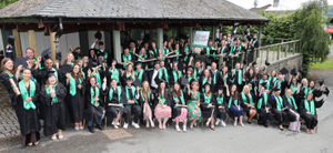 Apprentices with Cambrian Training Company’s managing director Faith O’Brien (seated centre) at the graduation ceremony