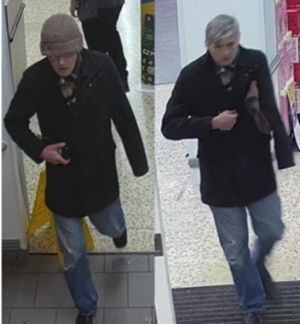 This man is wanted for a theft at Travis Perkins, Market Drayton on February 10 