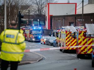 Supporting image for story: Watch: Fire crews at scene of blaze involving lithium batteries at Smethwick commercial site as man taken to hospital