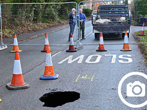 Supporting image for story: Ironbridge road remains closed after hole opens up