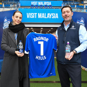 Leon Tarr, Radnor Hills Business Development Manager and Zoe Jenkins, Cardiff City FC Partnerships Manager