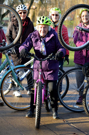 Pictured in the Arboretum l is 85 year old Joan Reynolds with, from left to right, Jeeti Sidhu, Janet Fallon and Surinder Thind.