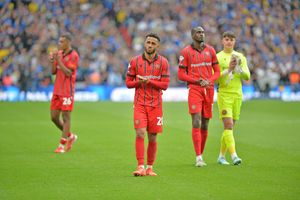 George Hall after the full-time whistle at Wembley.