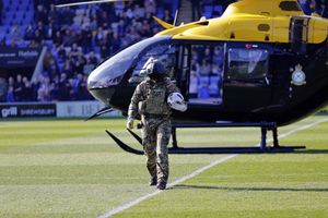 The match ball was delivered by helicopter
