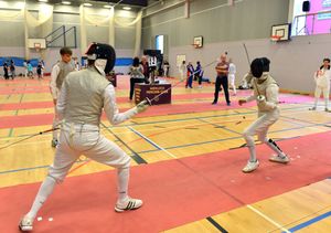 The fencing competition at the Much Wenlock Olympian Games at the Much Wenlock Leisure Centre.
.
.