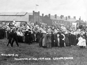 Supporting image for story: Wellington's 1911 flag of friendship from across the world