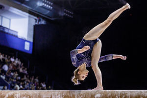 Alice Kinsella at the 2018 Gymnastics World Cup, held at Arena Birmingham. Pic: Chris Bowley