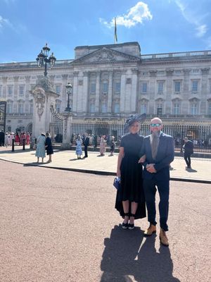 Mr Pitt and his wife at Buckingham Palace