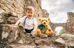 Elliot Short, two, from St. Georges with his Merrythought bear at Lilleshall Abbey
