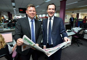 Express & Star Editor Keith Harrison with George Osborne at the newspaper offices in Wolverhampton city centre
