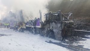 The wrecked lorry. Picture: Highways England