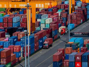A container terminal port on the Yangtze River in south-west China