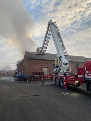 Dramatic pictures show smoke billowing through the roof at CJ Wildlife. Pictures: Shropshire Fire and Rescue Service