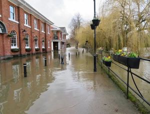 Victoria Quay in Shrewsbury during the February 2020 flood. From Shropshire Council.